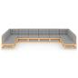 Preview: 10-tlg. Garten-Lounge-Set mit Kissen Massivholz Kiefer
