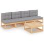 Preview: ARDEBO.de - 5-tlg. Garten-Lounge-Set mit Kissen Kiefer Massivholz