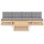 Preview: 5-tlg. Garten-Lounge-Set mit Kissen Kiefer Massivholz