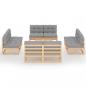 Preview: 9-tlg. Garten-Lounge-Set mit Kissen Kiefer Massivholz