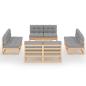 Preview: 9-tlg. Garten-Lounge-Set mit Kissen Kiefer Massivholz