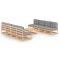 Preview: 9-tlg. Garten-Lounge-Set mit Kissen Kiefer Massivholz