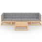 Preview: 5-tlg. Garten-Lounge-Set mit Kissen Kiefer Massivholz