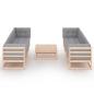 Preview: 9-tlg. Garten-Lounge-Set mit Kissen Kiefer Massivholz