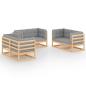 Preview: 6-tlg. Garten-Lounge-Set mit Kissen Kiefer Massivholz
