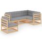 Preview: 5-tlg. Garten-Lounge-Set mit Kissen Kiefer Massivholz