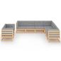 Preview: 9-tlg. Garten-Lounge-Set mit Kissen Massivholz Kiefer