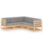 Preview: 5-tlg. Garten-Lounge-Set mit Kissen Massivholz Kiefer