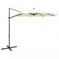 Preview: ARDEBO.de - Ampelschirm mit Mast und LED-Leuchten Sandfarben 300 cm