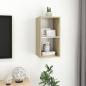 Preview: TV-Wandschrank Sonoma-Eiche und Weiß 37x37x72 cm Holzwerkstoff