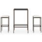 Preview: 3-tlg. Gartenbar-Set mit Kissen Poly Rattan Braun