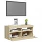 Preview: TV-Schrank mit LED-Leuchten Sonoma-Eiche 90x35x40 cm