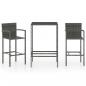Preview: 3-tlg. Gartenbar-Set Poly Rattan Grau