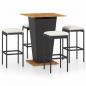 Preview: 5-tlg. Gartenbar-Set mit Kissen Poly Rattan Schwarz
