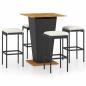 Preview: 5-tlg. Gartenbar-Set mit Kissen Poly Rattan Schwarz