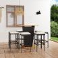 Preview: ARDEBO.de - 9-tlg. Gartenbar-Set mit Kissen Poly Rattan Schwarz