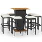 Preview: 9-tlg. Gartenbar-Set mit Kissen Poly Rattan Schwarz