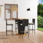 Preview: ARDEBO.de - 5-tlg. Gartenbar-Set mit Kissen Poly Rattan Schwarz