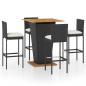 Preview: 5-tlg. Gartenbar-Set mit Kissen Poly Rattan Schwarz