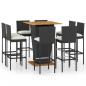 Preview: 9-tlg. Gartenbar-Set mit Kissen Poly Rattan Schwarz