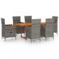 Preview: 7-tlg. Garten-Essgruppe Poly Rattan Grau