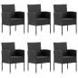 Preview: 7-tlg. Garten-Essgruppe Poly Rattan Schwarz