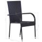 Preview: 3-tlg. Garten-Essgruppe Poly Rattan Schwarz