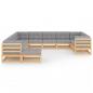 Preview: 12-tlg. Garten-Lounge-Set mit Kissen Massivholz Kiefer