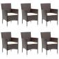 Preview: 7-tlg. Garten-Essgruppe Poly Rattan Braun