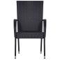 Preview: 7-tlg. Garten-Essgruppe Poly Rattan Schwarz
