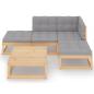 Preview: 5-tlg. Garten-Lounge-Set mit Kissen Kiefer Massivholz