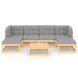 Preview: 7-tlg. Garten-Lounge-Set mit Kissen Massivholz Kiefer