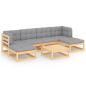 Preview: 7-tlg. Garten-Lounge-Set mit Kissen Massivholz Kiefer