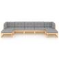 Preview: 7-tlg. Garten-Lounge-Set mit Kissen Massivholz Kiefer