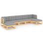 Preview: 7-tlg. Garten-Lounge-Set mit Kissen Massivholz Kiefer