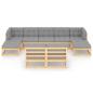 Preview: 9-tlg. Garten-Lounge-Set mit Kissen Massivholz Kiefer