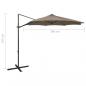 Preview: Ampelschirm mit Mast und LED Taupe 300 cm