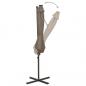 Preview: Ampelschirm mit Mast und LED Taupe 300 cm