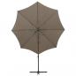 Preview: Ampelschirm mit Mast und LED Taupe 300 cm