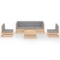 Preview: 6-tlg. Garten-Lounge-Set mit Kissen Kiefer Massivholz