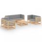Preview: 8-tlg. Garten-Lounge-Set mit Kissen Kiefer Massivholz