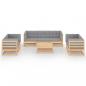 Preview: 8-tlg. Garten-Lounge-Set mit Kissen Kiefer Massivholz