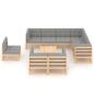 Preview: 10-tlg. Garten-Lounge-Set mit Kissen Massivholz Kiefer