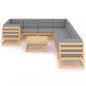 Preview: 10-tlg. Garten-Lounge-Set mit Kissen Massivholz Kiefer