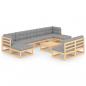 Preview: 10-tlg. Garten-Lounge-Set mit Kissen Massivholz Kiefer