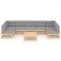 Preview: 8-tlg. Garten-Lounge-Set mit Kissen Massivholz Kiefer