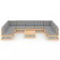 Preview: 10-tlg. Garten-Lounge-Set mit Kissen Massivholz Kiefer