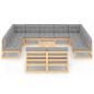 Preview: 12-tlg. Garten-Lounge-Set mit Kissen Massivholz Kiefer