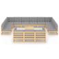 Preview: 14-tlg. Garten-Lounge-Set mit Kissen Massivholz Kiefer