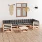 Preview: ARDEBO.de - 8-tlg. Garten-Lounge-Set mit Kissen Massivholz Kiefer